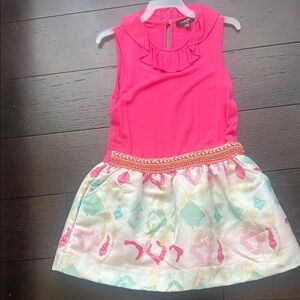 Imoga Pink Dress with Patterned Skirt